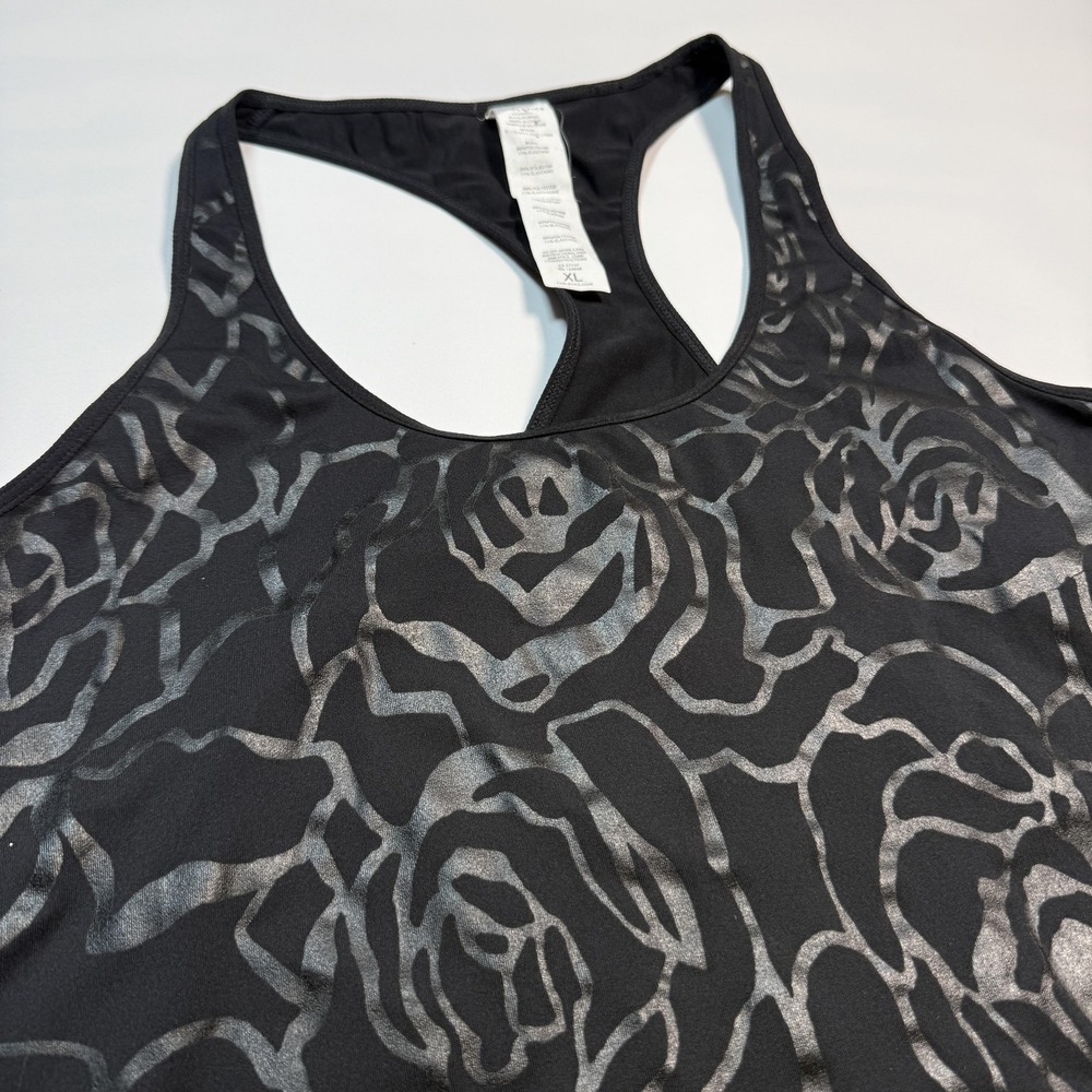 Fabletics Tank Top Womens XL Black Floral Racerback Athletic Workout Gym - Picture 4 of 6